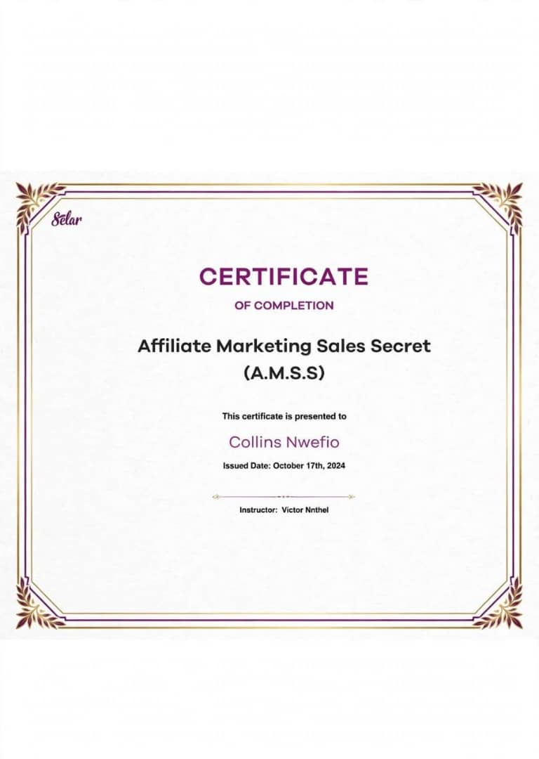 Certificate of completion