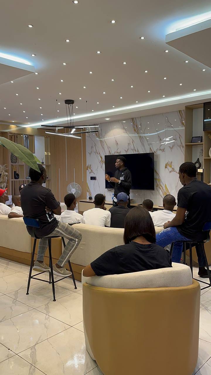 Grown Academy members and Coach Nathel at an in-person get-together
